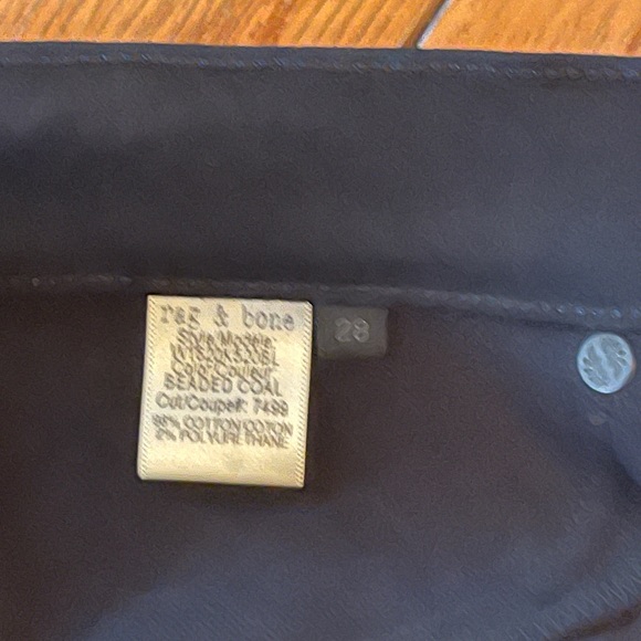 NWOT Rag and Bone coal black beaded denim 28 - Picture 6 of 7